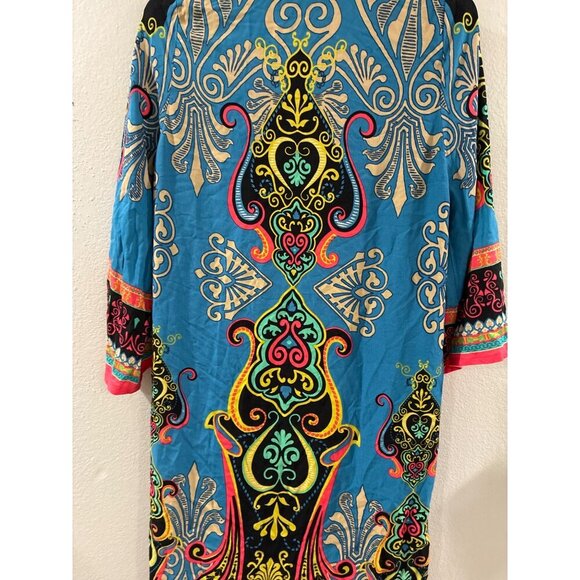 Anthropologie Flying Tomato Bohemian long cardigan Multicolor Kimono Size M - Picture 3 of 6